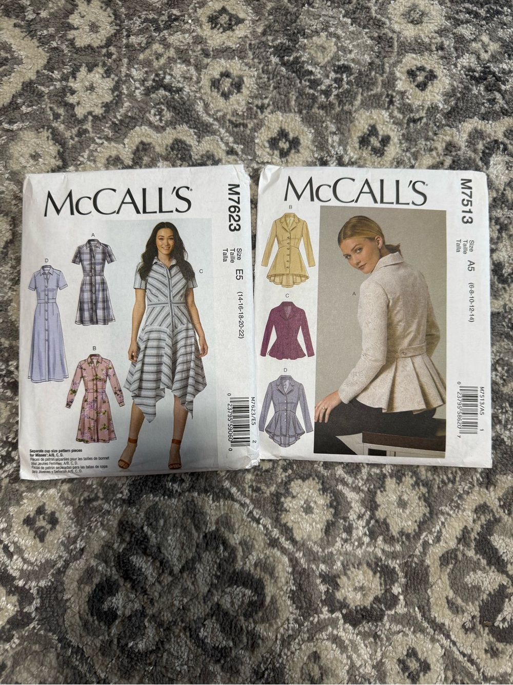McCALL'S M7623 Women's Dress Sewing Pattern - Striped Cream & Gray